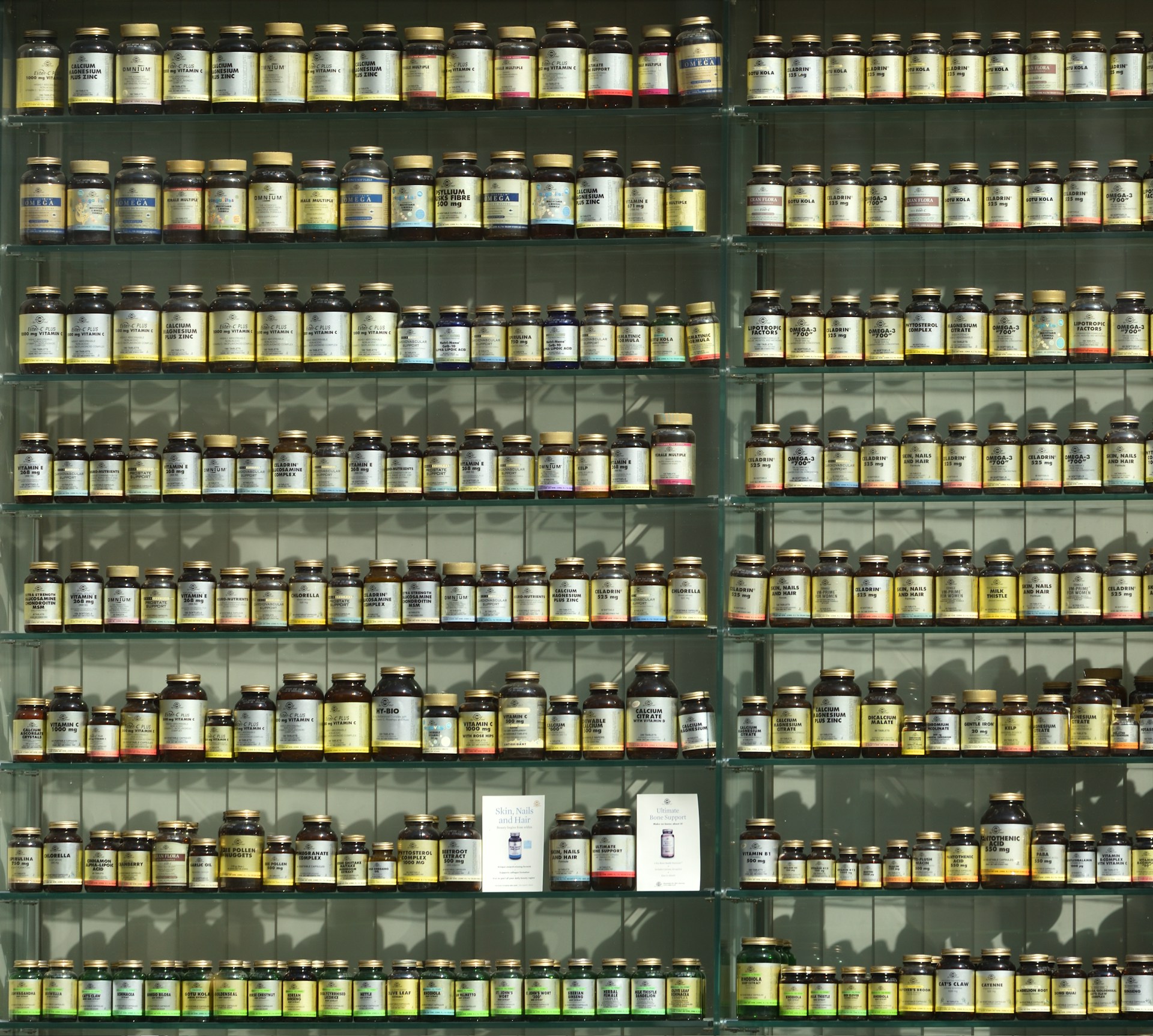 Shelves and shelves of vitamins and supplements